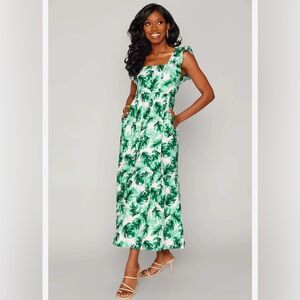 Buddy Love Green Leaf Print Maxi Dress